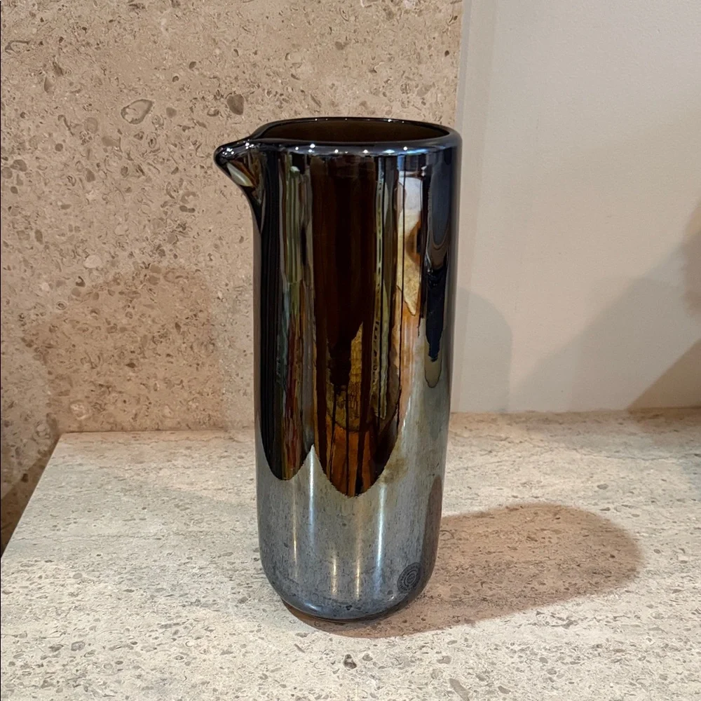West Elm Opaque Black Glass Pitcher